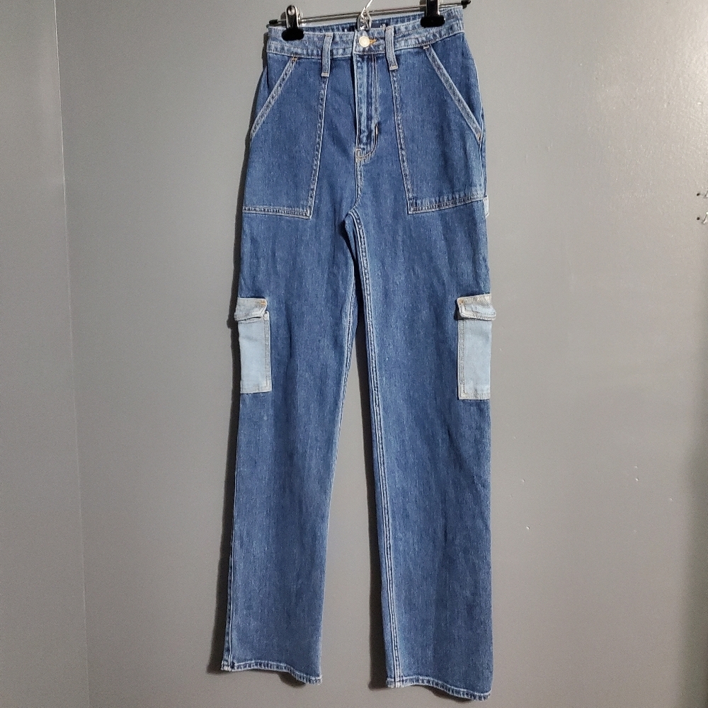 Hollister Womens Dad Jeans Blue Carpenter Jeans Ultra High Rise Size 1 Long